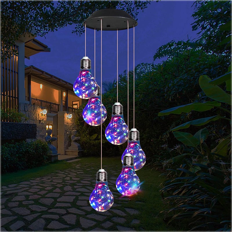 (2025 BEST GIFT TO FAMILY) Colorful LED Solar-Powered Light Bulb Wind Chimes