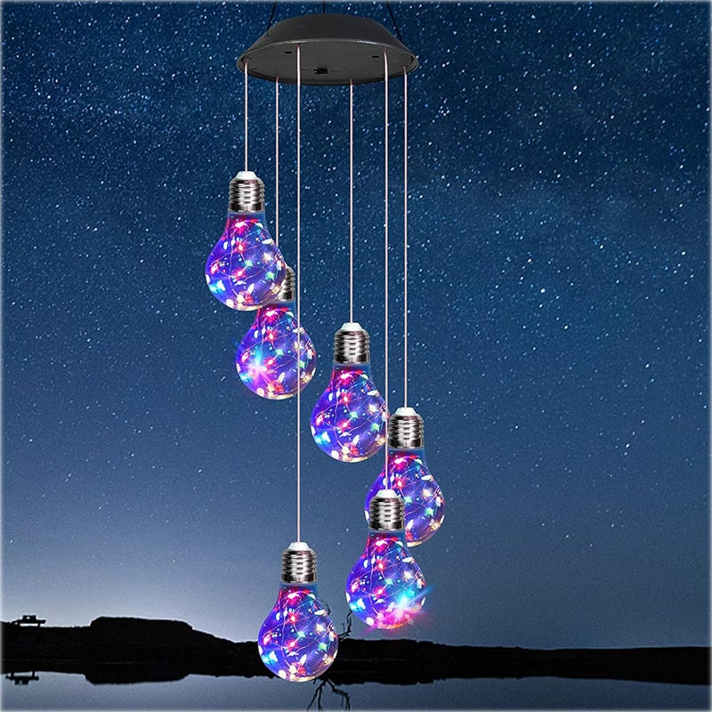(2025 BEST GIFT TO FAMILY) Colorful LED Solar-Powered Light Bulb Wind Chimes
