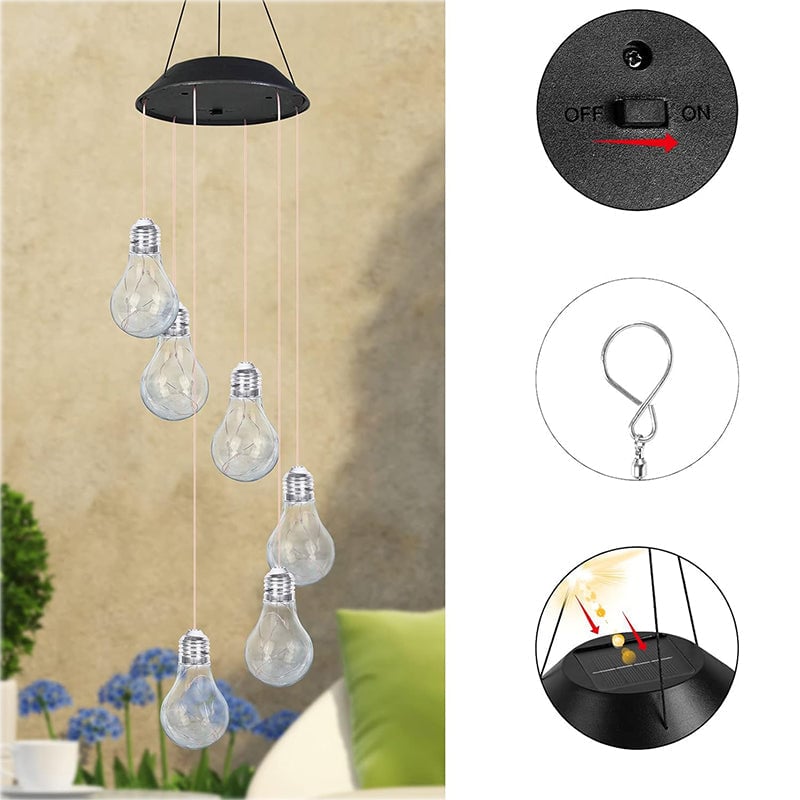 (2025 BEST GIFT TO FAMILY) Colorful LED Solar-Powered Light Bulb Wind Chimes