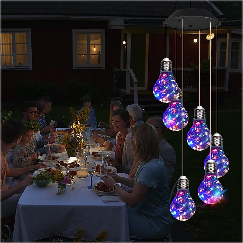 (2025 BEST GIFT TO FAMILY) Colorful LED Solar-Powered Light Bulb Wind Chimes