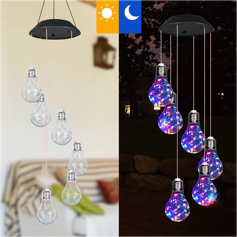 (2025 BEST GIFT TO FAMILY) Colorful LED Solar-Powered Light Bulb Wind Chimes