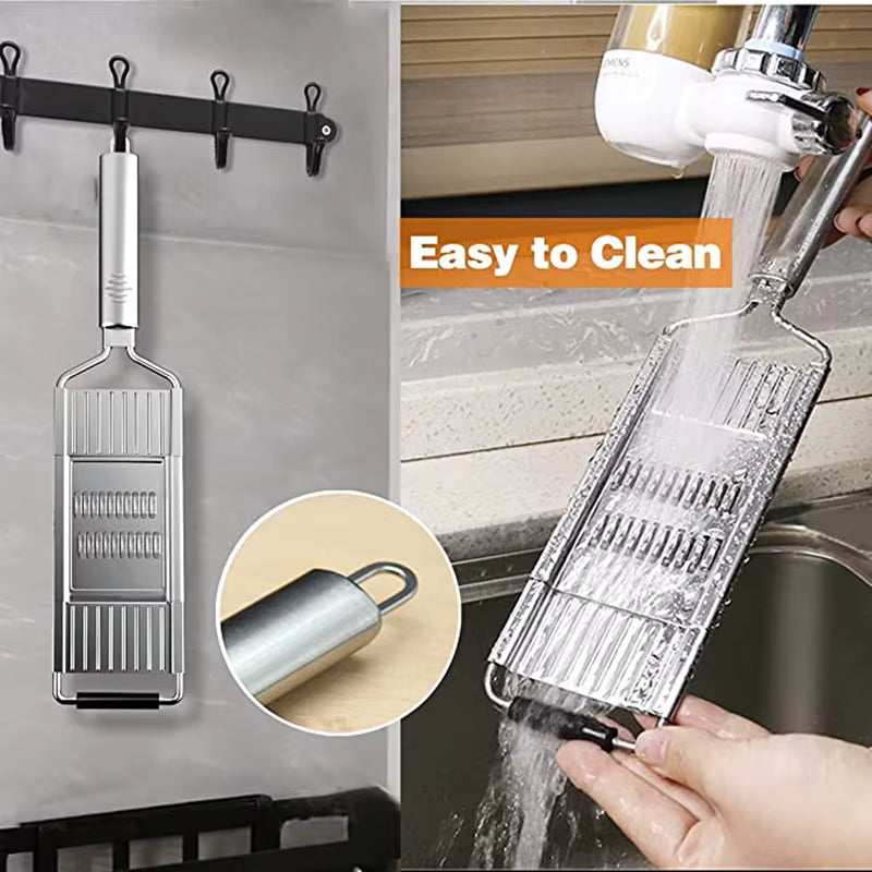 4-in-1 Stainless Steel Manual Grater – Slice, Shred & Prep in Seconds