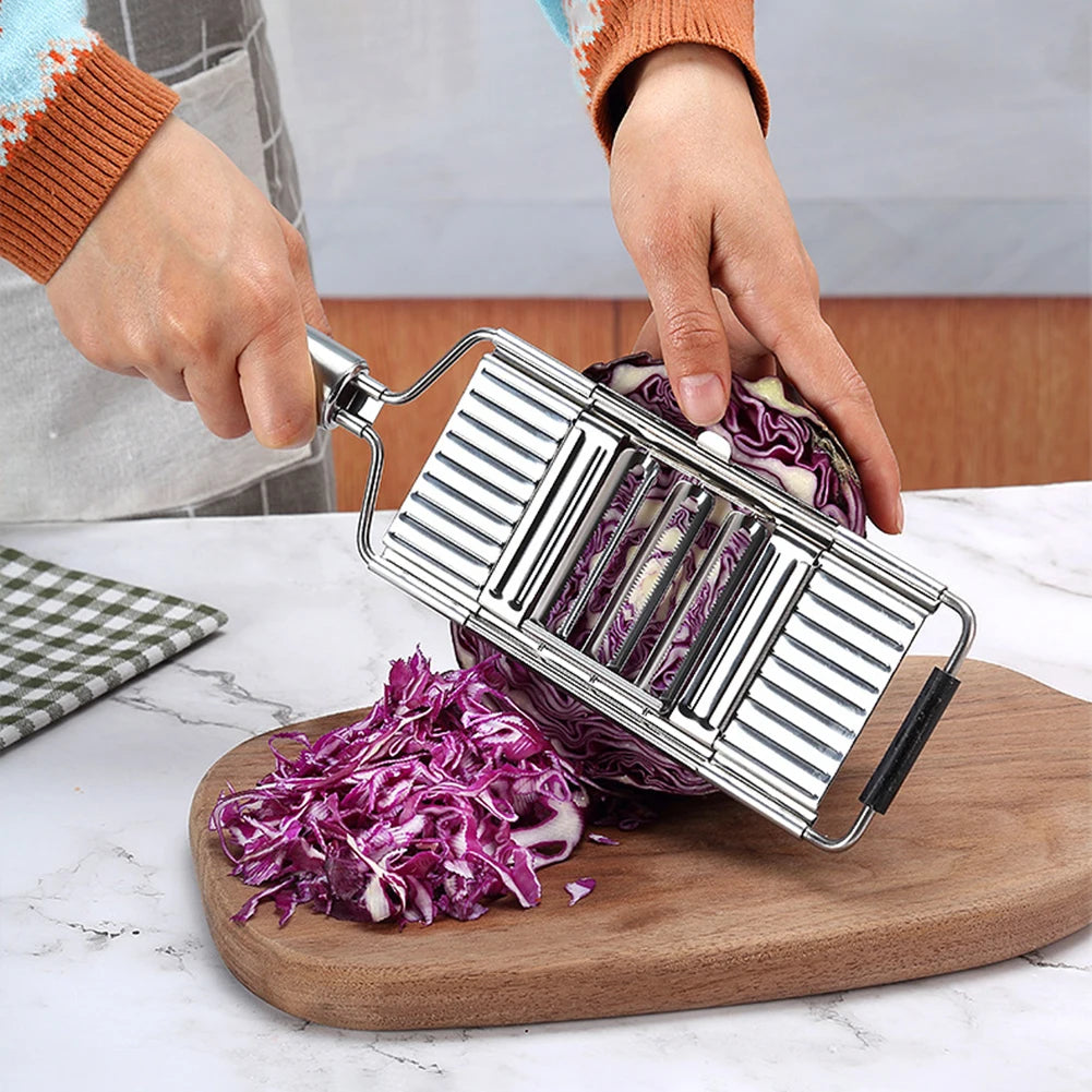 4-in-1 Stainless Steel Manual Grater – Slice, Shred & Prep in Seconds