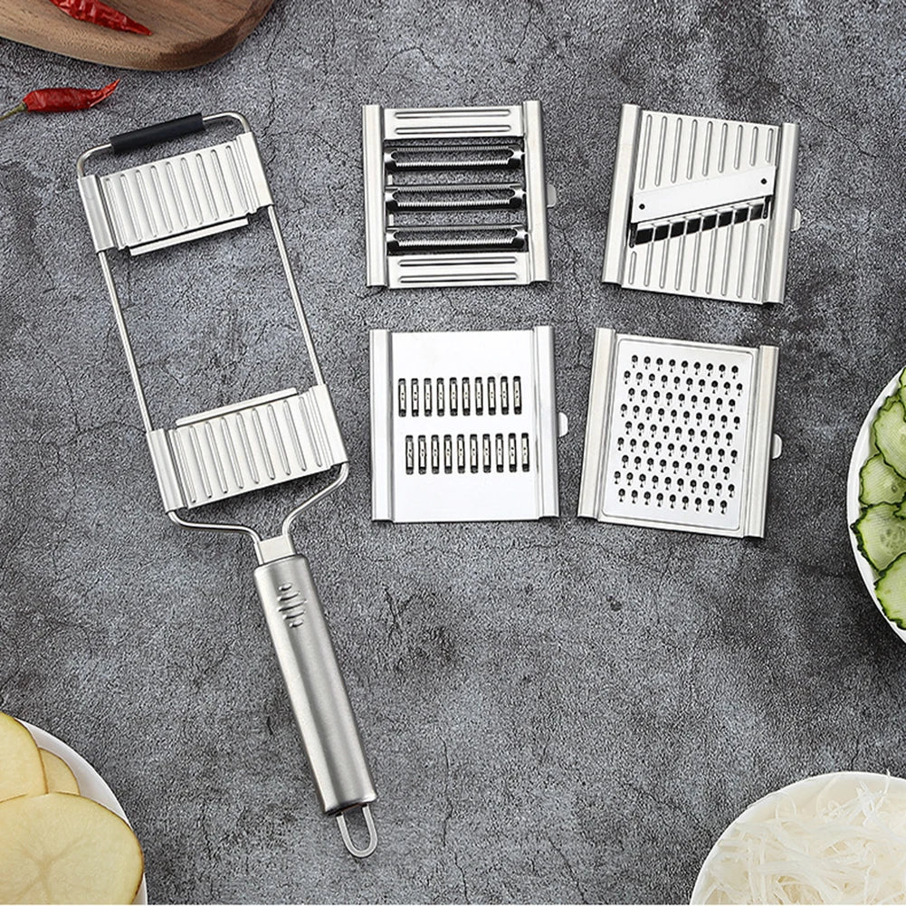 4-in-1 Stainless Steel Manual Grater – Slice, Shred & Prep in Seconds