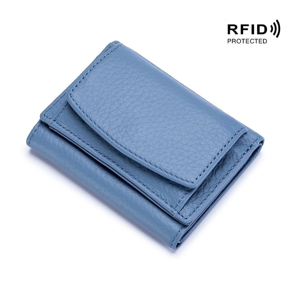 2023 New Genuine Leather RFID Blocking Card Holder Organizer Pocket Mini Wallet