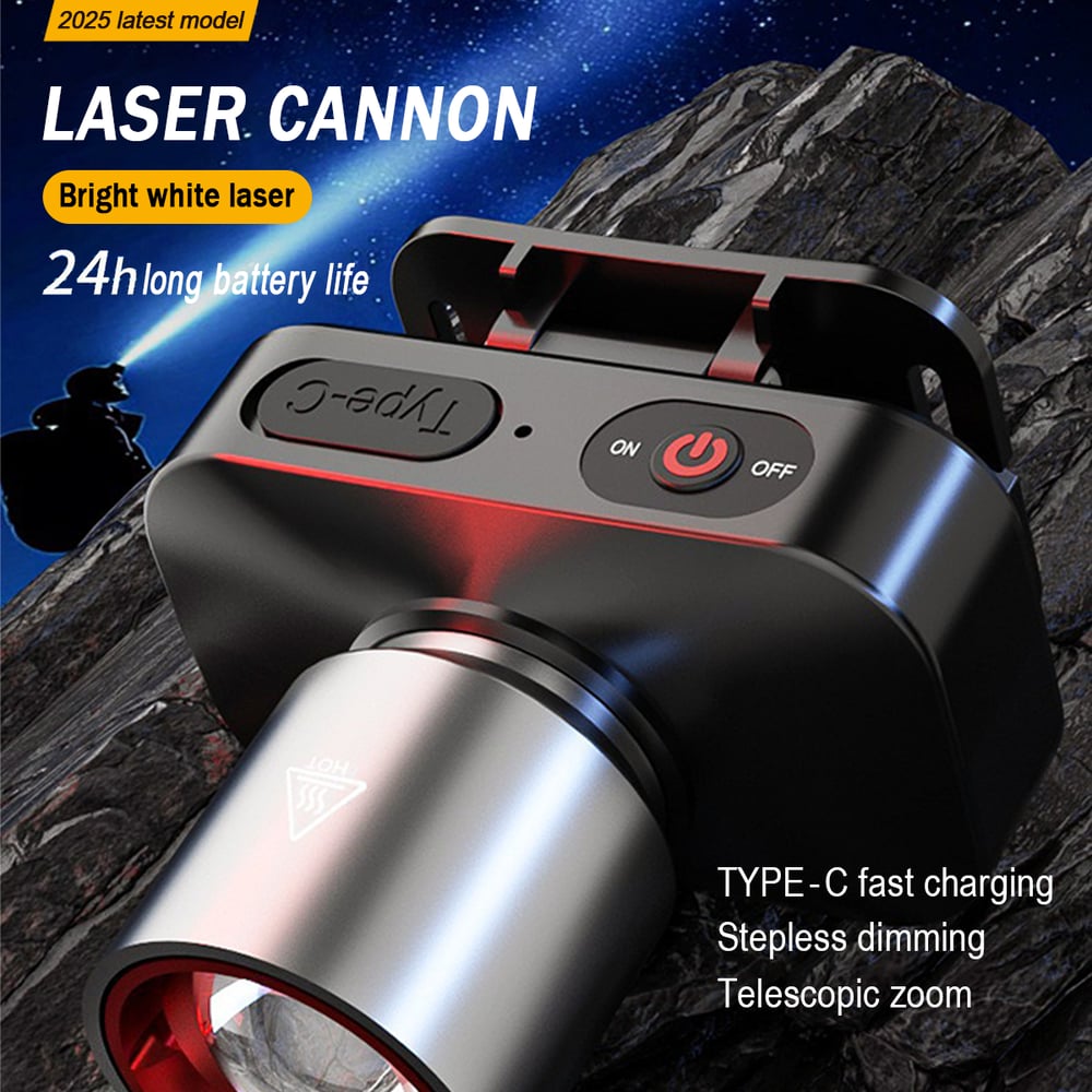 Flash Sale 50K+ SOLD! Almost Gone-White Laser LED Headlamp – 72h Ultra Bright for Outdoors, Powerful Lighting with Rechargeable Lithium Battery
