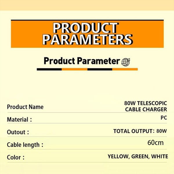 3 in 1 Charger Retractable 80W MAX Fast