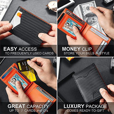Mens Slim Wallet RFID Blocking