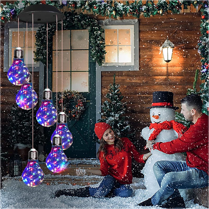 (2025 BEST GIFT TO FAMILY) Colorful LED Solar-Powered Light Bulb Wind Chimes